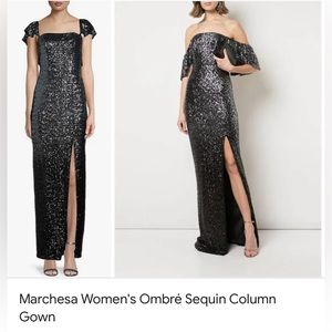 Marchesa Women's Ombré Sequin Column Gown
